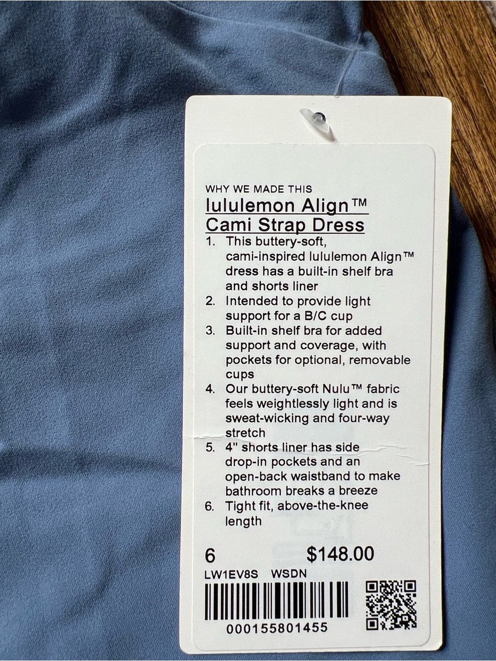 Lululemon Washed Denim Blue Align Dress Athletic Dress Size 6 NWT - Picture 6 of 9